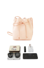 Cute LEATHER Beige Bucket Bag WOMENs SHOULDER BAG Purses FOR WOMEN