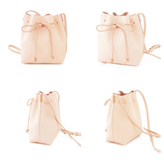 Cute LEATHER Beige Bucket Bag WOMENs SHOULDER BAG Purses FOR WOMEN