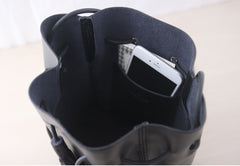 Cute LEATHER Black Bucket Bag WOMENs SHOULDER BAG Purses FOR WOMEN