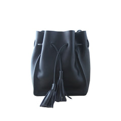 Cute LEATHER Black Bucket Bag WOMENs SHOULDER BAG Purses FOR WOMEN