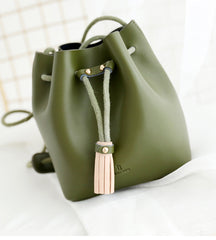 Cute LEATHER Bucket Bag WOMENs SHOULDER BAG Purses FOR WOMEN