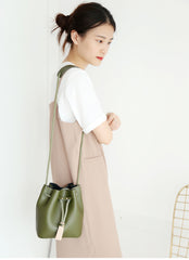 Cute LEATHER Bucket Bag WOMENs SHOULDER BAG Purses FOR WOMEN
