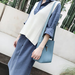Cute LEATHER Fashion Bucket Bag WOMENs SHOULDER BAG Purses FOR WOMEN
