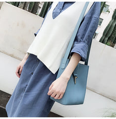 Cute LEATHER Fashion Bucket Bag WOMENs SHOULDER BAG Purses FOR WOMEN