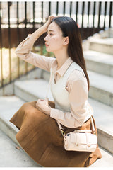 Cute LEATHER WOMENs Barrel SHOULDER Bag Crossbody BAG Purses FOR WOMEN