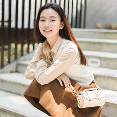 Cute LEATHER WOMENs Barrel SHOULDER Bag Crossbody BAG Purses FOR WOMEN