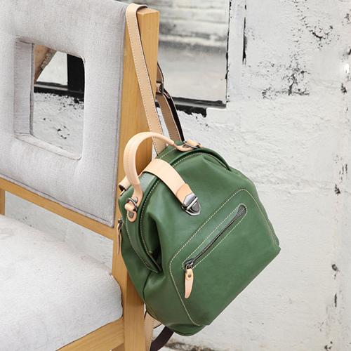 Fabigun Concealed Carry Backpack Light Green Leather