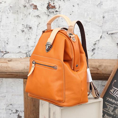 Fashion Handmade Womens Black Leather Backpack Satchel Bag Black Schoo