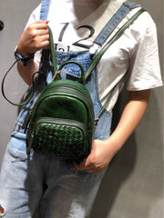 Brown Cute Leather Womens Backpacks Small Braided Leather Backpack Trendy Backpacks for Ladies