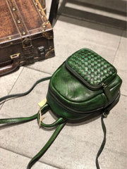 Brown Cute Leather Womens Backpacks Small Braided Leather Backpack Trendy Backpacks for Ladies