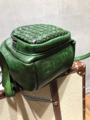 Cute Leather Womens Backpacks Small Braided Leather Backpack Red Trendy Backpacks for Ladies