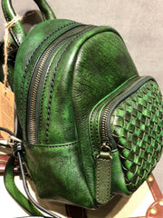 Brown Cute Leather Womens Backpacks Small Braided Leather Backpack Trendy Backpacks for Ladies