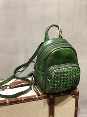 Cute Leather Womens Backpacks Small Braided Leather Backpack Red Trendy Backpacks for Ladies