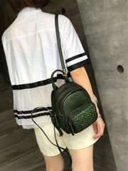 Brown Cute Leather Womens Backpacks Small Braided Leather Backpack Trendy Backpacks for Ladies