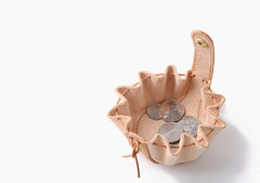 Cute Leather Womens Small Beige Change Wallet Coin Holder Change Holder for Women