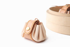 Cute Leather Womens Small Beige Change Wallet Coin Holder Change Holder for Women