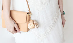 Cute Leather Womens Small Beige Change Wallet Coin Holder Change Holder for Women