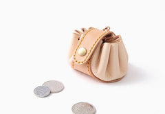 Cute Leather Womens Small Beige Change Wallet Coin Holder Change Holder for Women