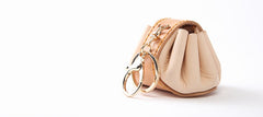 Cute Leather Womens Small Beige Change Wallet Coin Holder Change Holder for Women