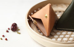 Cute Leather Womens Small Triangular Change Wallet Coin Holder Change Holder for Women