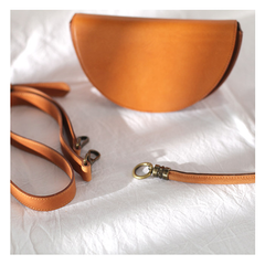 Cute Semi Circle Half Moon Womens Leather Handbag Crossbody Saddle Bag Purse for Ladies