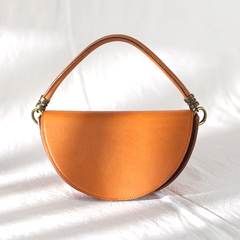 Cute Semi Circle Half Moon Womens Leather Handbag Crossbody Saddle Bag Purse for Ladies
