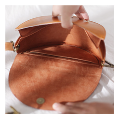 Cute Semi Circle Half Moon Womens Leather Handbag Crossbody Saddle Bag Purse for Ladies