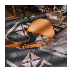 Cute Semi Circle Half Moon Womens Leather Handbag Crossbody Saddle Bag Purse for Ladies
