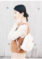 Cute Stylish White Leather Backpack Womens Mini Backpacks Purse
