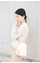 Cute Stylish White Leather Backpack Womens Mini Backpacks Purse