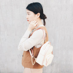 Cute Stylish White Leather Backpack Womens Mini Backpacks Purse