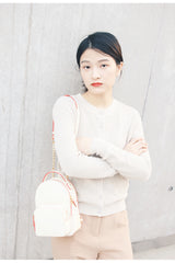 Cute Stylish White Leather Backpack Womens Mini Backpacks Purse