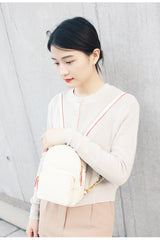 Cute Stylish White Leather Backpack Womens Mini Backpacks Purse