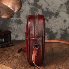 Vintage Womens Small Tan Leather Side Bag Mini Phone Red Shoulder Bag Square Crossbody Bag