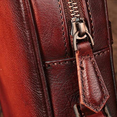 Vintage Womens Small Tan Leather Side Bag Mini Phone Red Shoulder Bag Square Crossbody Bag
