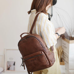 Cute Zipppered Leather Backpack Pocketbooks Womens - Annie Jewel