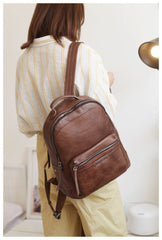 Cute Zipppered Leather Backpack Pocketbooks Womens - Annie Jewel