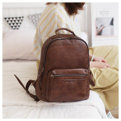 Cute Zipppered Leather Backpack Pocketbooks Womens - Annie Jewel