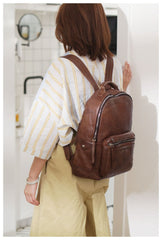 Cute Zipppered Leather Backpack Pocketbooks Womens - Annie Jewel
