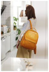Cute Zipppered Leather Backpack Pocketbooks Womens - Annie Jewel