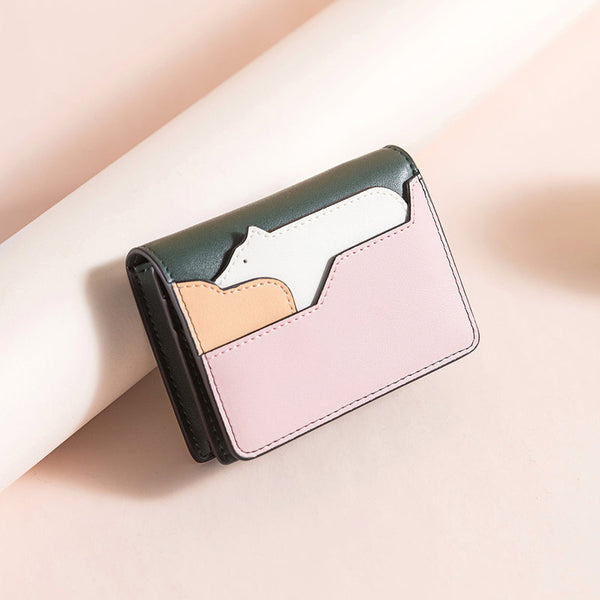 Cutest Women Leather Card Holder Polar Bear - Back View