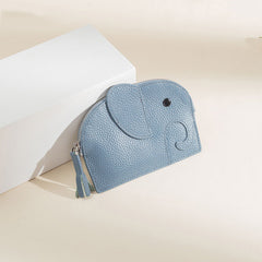 Cutest Women Pink Leather Elephant Small Zipper Wallet Keychain with Wallet Change Wallet For Women