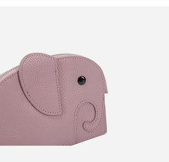 Cutest Women Pink Leather Elephant Small Zipper Wallet Keychain with Wallet Change Wallet For Women