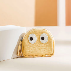 Cutest Women Blue Leather Pac-Man Coin Wallet Small Keychain with Wallet Change Wallet For Women