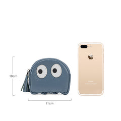Cutest Women Blue Leather Pac-Man Coin Wallet Small Keychain with Wallet Change Wallet For Women