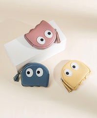 Cutest Women Blue Leather Pac-Man Coin Wallet Small Keychain with Wallet Change Wallet For Women