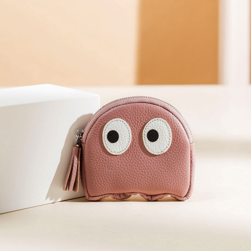 Cutest Women Yellow Leather Pac-Man Coin Wallet Small Keychain with Wallet Change Wallet For Women