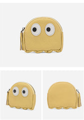 Cutest Women Blue Leather Pac-Man Coin Wallet Small Keychain with Wallet Change Wallet For Women