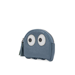 Cutest Women Blue Leather Pac-Man Coin Wallet Small Keychain with Wallet Change Wallet For Women