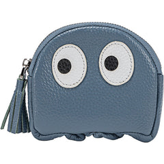 Cutest Women Blue Leather Pac-Man Coin Wallet Small Keychain with Wallet Change Wallet For Women